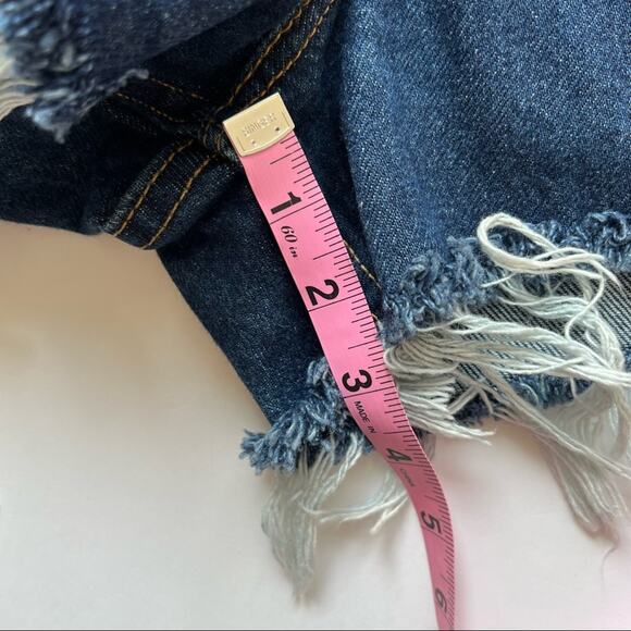 Vintage Levi’s Jean Shorts 30" Custom Distressed High Rise Blue Denim Dark Wash - Picture 13 of 13